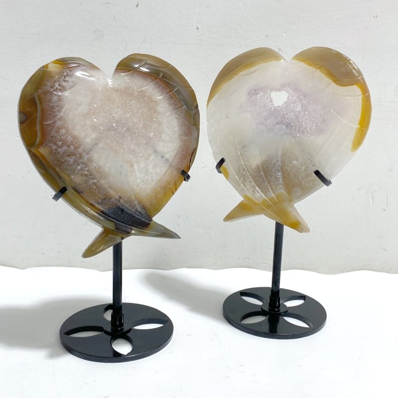 9 Pieces Geode Druzy Agate Fish Carving With Stand -Wholesale Crystals