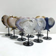 9 Pieces Geode Druzy Agate Fish Carving With Stand -Wholesale Crystals