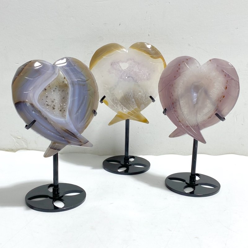 9 Pieces Geode Druzy Agate Fish Carving With Stand -Wholesale Crystals