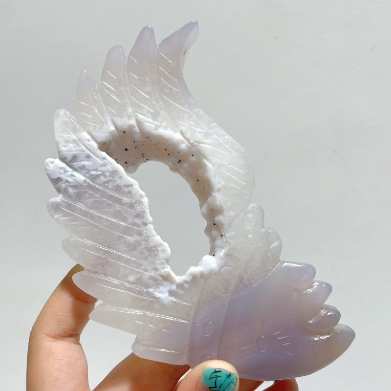 9 Pieces Geode Druzy Agate Indian Feathers Carving - Wholesale Crystals