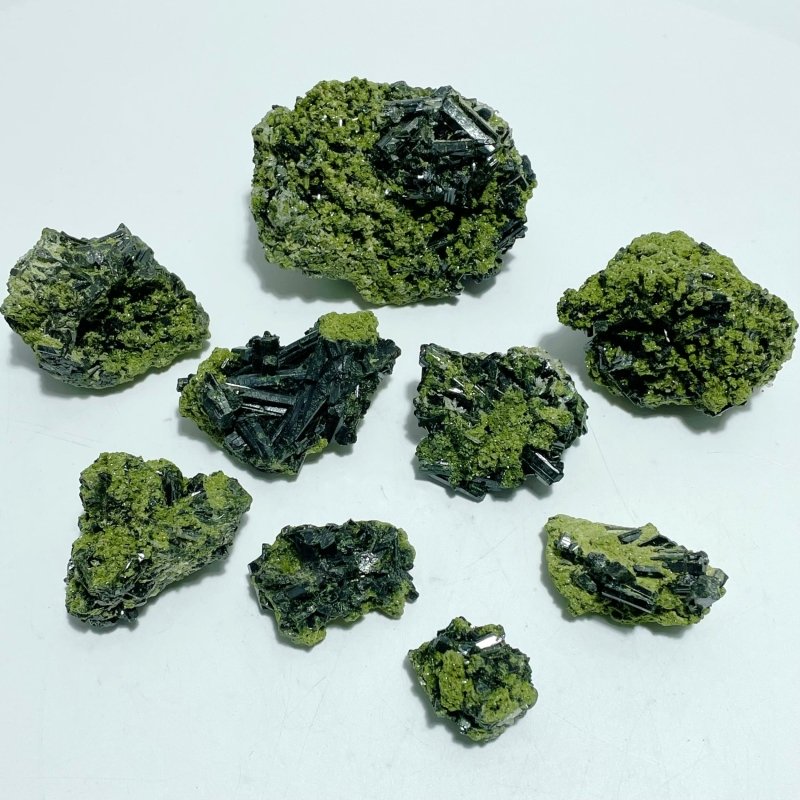 9 Pieces Green Tourmaline Specimen For Collection - Wholesale Crystals