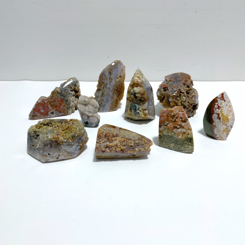 9 Pieces High Quality 8th Vein Ocean Jasper Free Form Raw Side - Wholesale Crystals