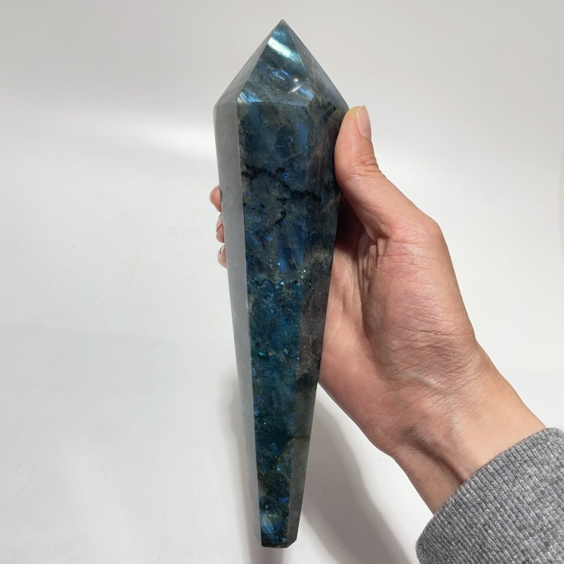 9 Pieces High Quality Labradorite Magic Scepter Wand Points With Stand -Wholesale Crystals