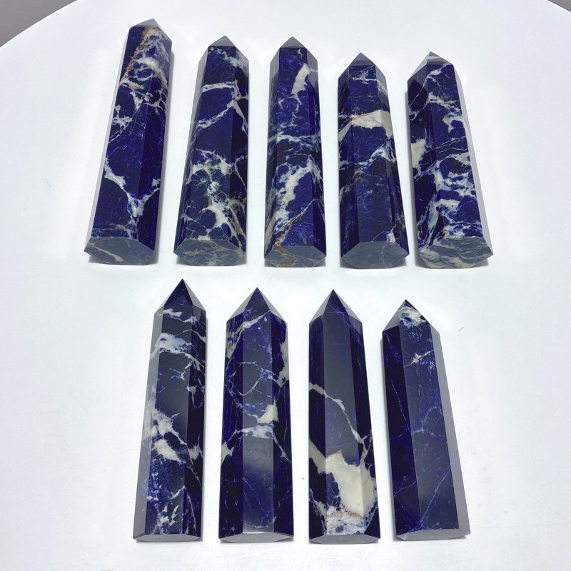 9 Pieces High Quality Sodalite Tower Points - Wholesale Crystals