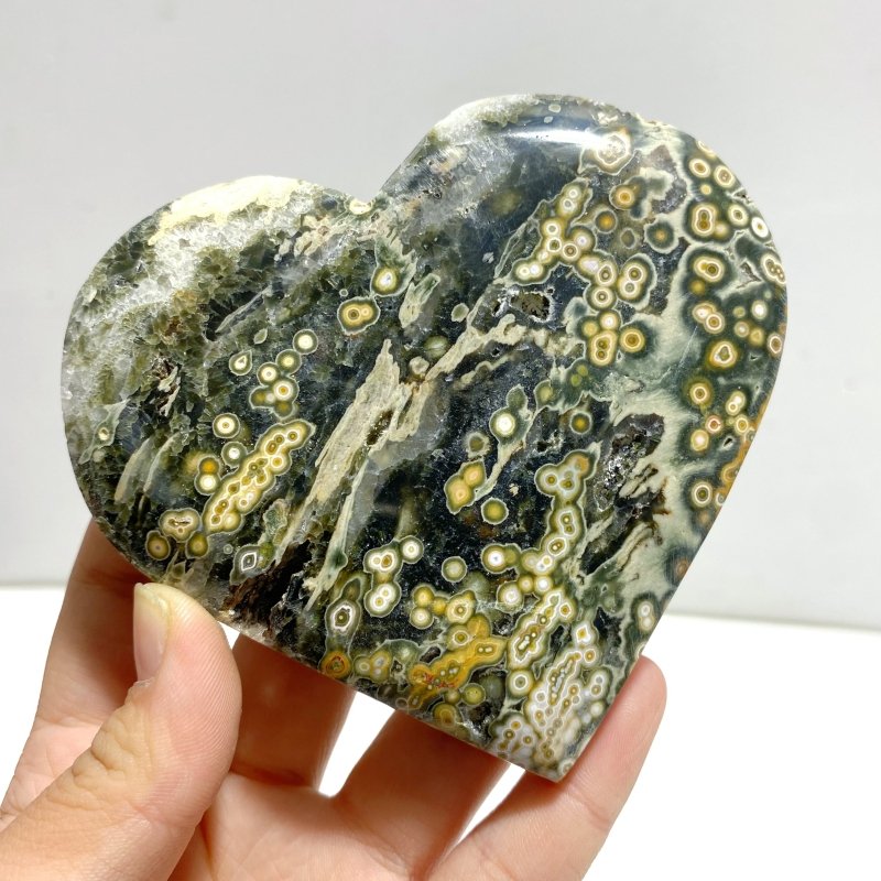 9 Pieces Large 8th Vein Ocean Jasper Heart 4 - Wholesale Crystals