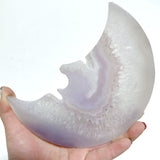 9 Pieces Large Geode Agate Moon Face Carving With Stand - Wholesale Crystals