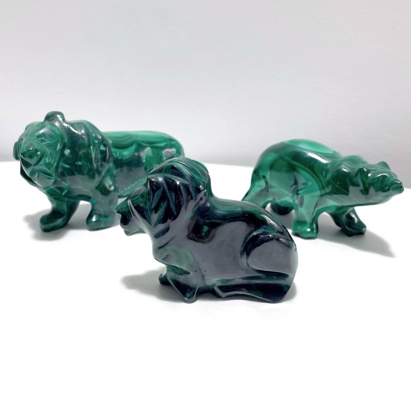 9 Pieces Malachite Animals Carving - Wholesale Crystals