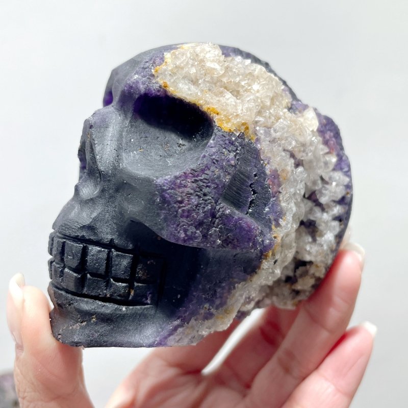 9 Pieces Purple Fluorite Skull Carving - Wholesale Crystals