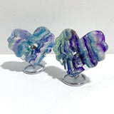 9 Pieces Rainbow Fluorite Heart With Stand - Wholesale Crystals