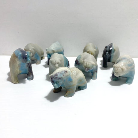 9 Pieces Trolleite Stone Bear Carving - Wholesale Crystals