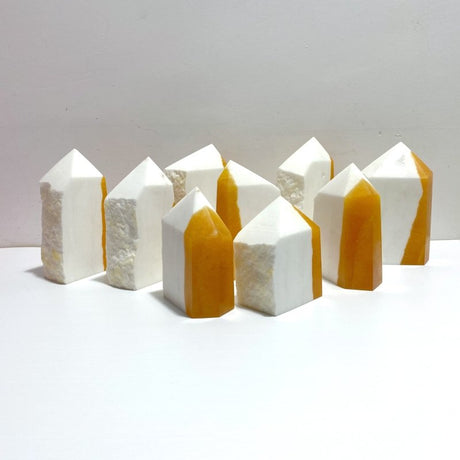 9 Pieces Yellow Calcite Points Raw Side - Wholesale Crystals