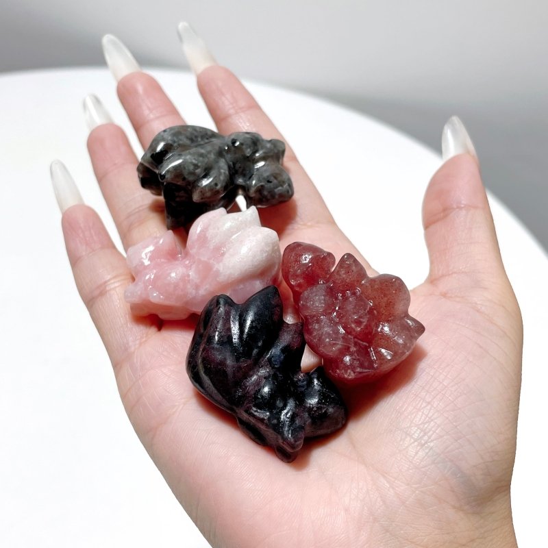 9 Types Nine - Tailed Fox Carving Wholesale Pink Opal Yooperlite - Wholesale Crystals