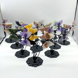 Wholesale Crystal Butterfly Wing Carving with Fairy Metal Stand (Mixed Materials)