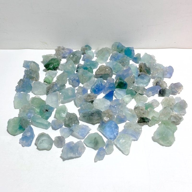 91 Pieces Blue Fluorite Mixed Calcite Raw Stone Specimen - Wholesale Crystals
