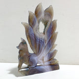 2 Pieces Geode Agate Druzy Nine-tailed Fox Carving #17