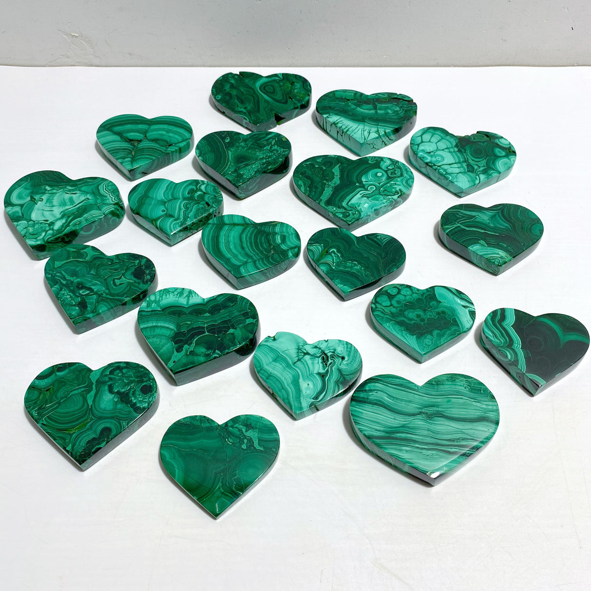19 Pieces Malachite Heart