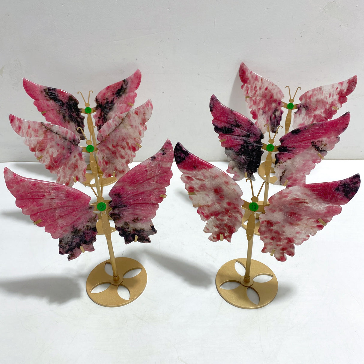 Rhodonite Mixed Quartz Butterfly Wing With Stand Wholesale (No.13-18)