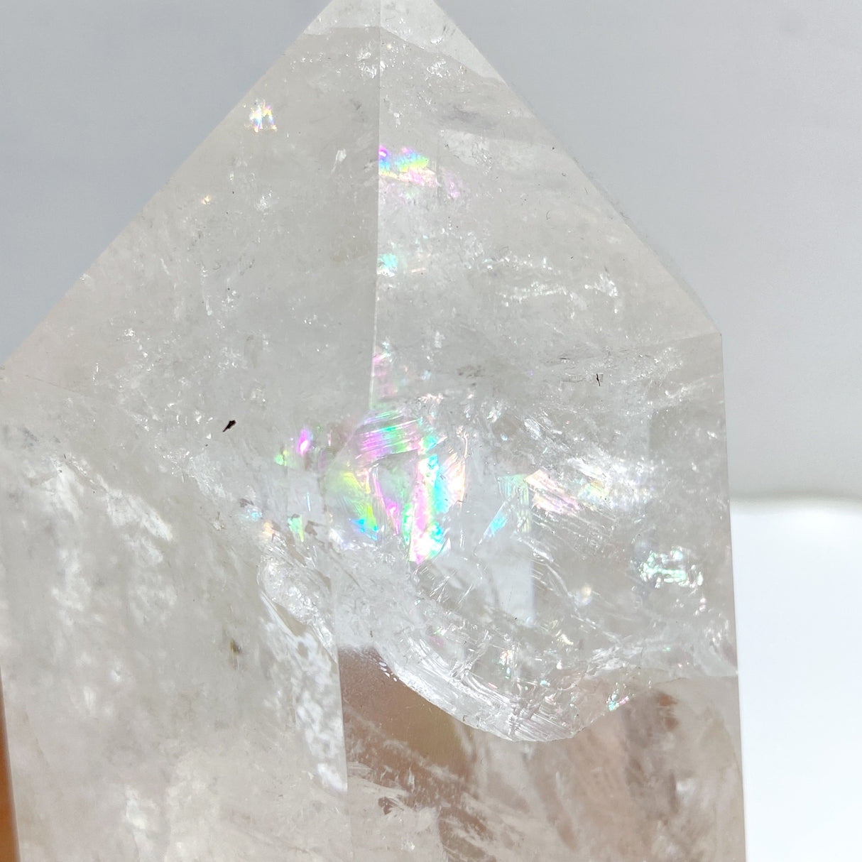 Clear Quartz Point Raw Bottom With Stand