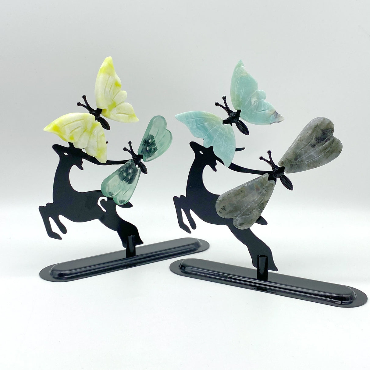 Mixed Materials Butterfly Wing Carving With Deer Stand Wholesale