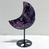 Large Charoite Moon Carving With Stand #5