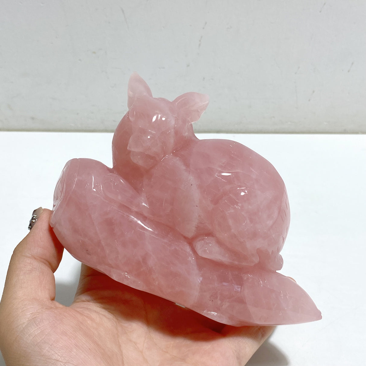 Beautiful Rose Quartz Rabbit Carving