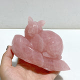 Beautiful Rose Quartz Rabbit Carving