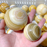 73 Pieces Stripe Yellow Calcite Spheres (Sea Freight Only)