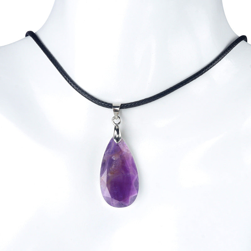 KS1691 - Cut Faceted Diamond Shape Crystal Pendant
