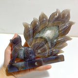 Geode Agate Druzy Nine-tailed Fox Carving #14