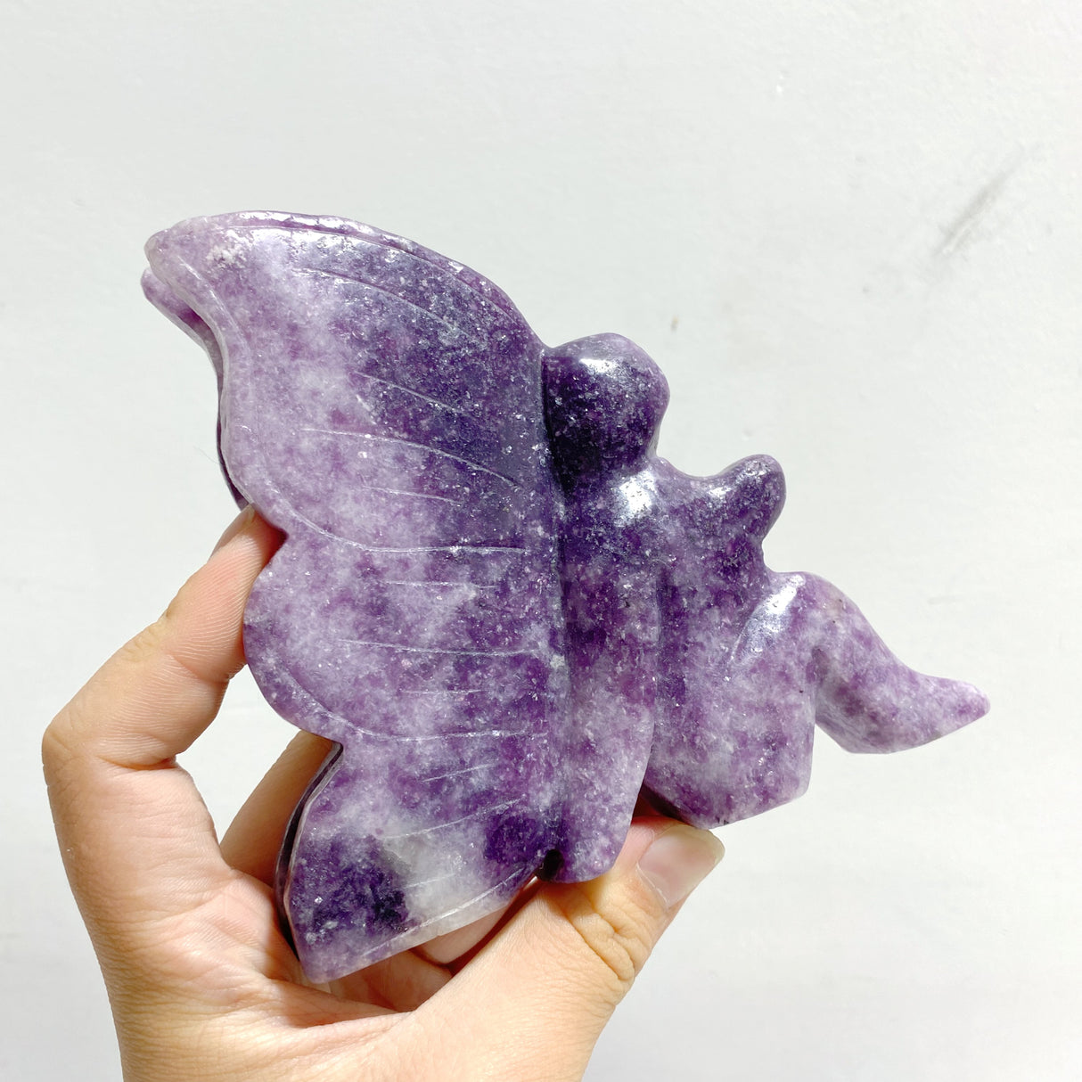 6 Pieces Deep Purple Lepidolite Butterfly Fairy Carving