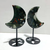 5 Pieces Africa Blood Stone Moon Carving With Stand