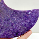 Large Charoite Moon Carving With Stand #7