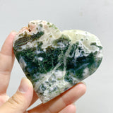 20 Pieces Large Geode Green & Pink Moss Agate Heart