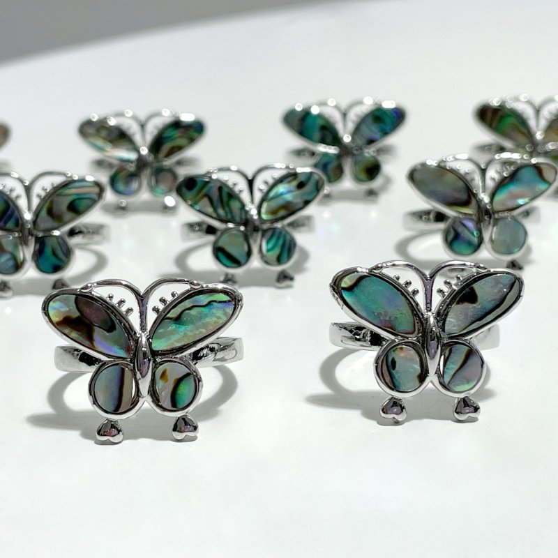 Abalone Shell Butterfly Shape Ring Wholesale - Wholesale Crystals