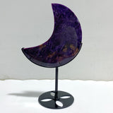 Large Charoite Moon Carving With Stand #7