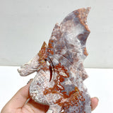 Morocco Agate Flying Dragon Carving With Stand