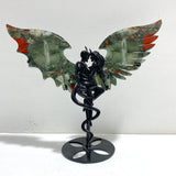 Africa Blood Stone Demon And Angel Wing Carving With Stand - Wholesale Crystals