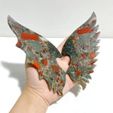 Africa Blood Stone Demon And Angel Wing Carving With Stand - Wholesale Crystals