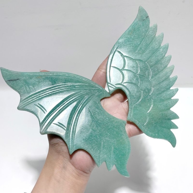 Amazonite Demon And Angel Wing Carving With Stand - Wholesale Crystals