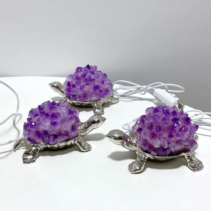 Amethyst Cluster Turtle LED Table Lamp Decorations - Wholesale Crystals