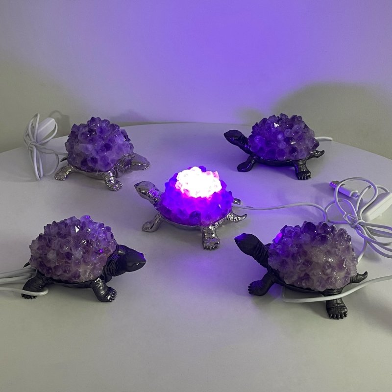 Amethyst Cluster Turtle LED Table Lamp Decorations - Wholesale Crystals