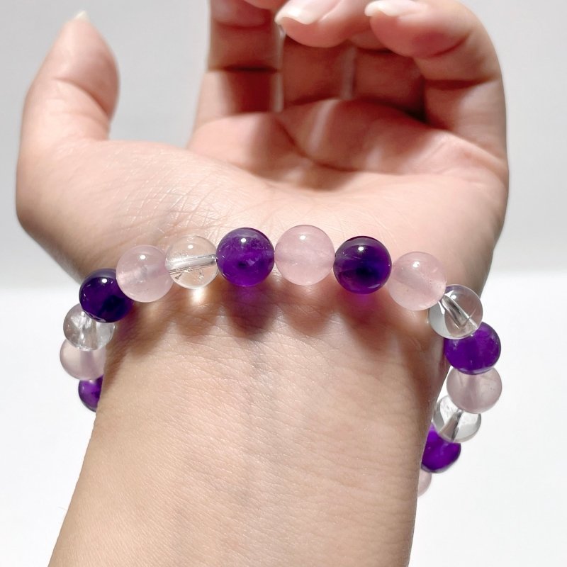 Amethyst Rose Quartz Clear Quartz Mixed Bracelet Wholesale - Wholesale Crystals