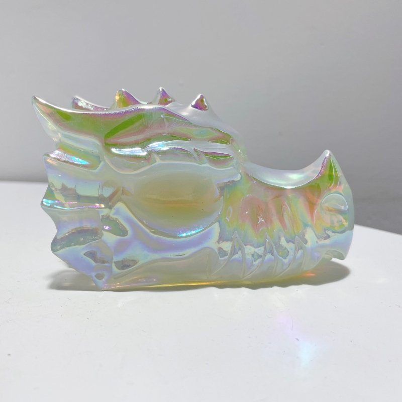 Aura 4in White Opalite Dragon Head Carving Wholesale - Wholesale Crystals