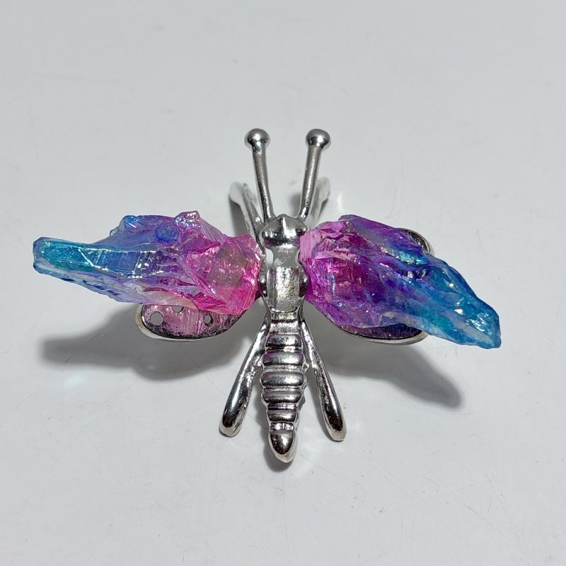 Aura Blue Pink Green Amethyst Dragonfly Carving Wholesale - Wholesale Crystals