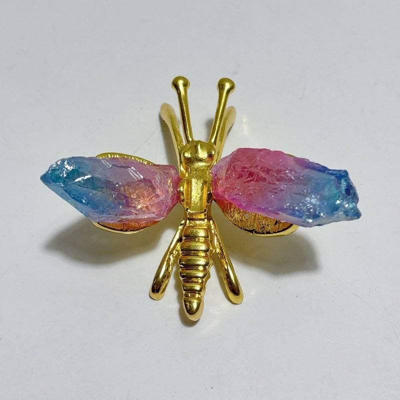 Aura Blue Pink Green Amethyst Dragonfly Carving Wholesale - Wholesale Crystals