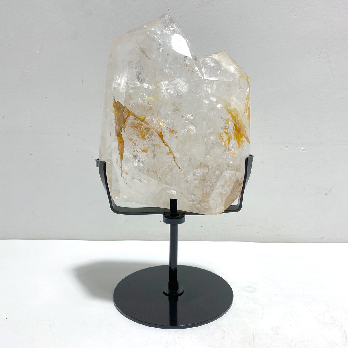 Unique Fire Quartz Dentritic Quartz Double Point With Rainbow With Stand