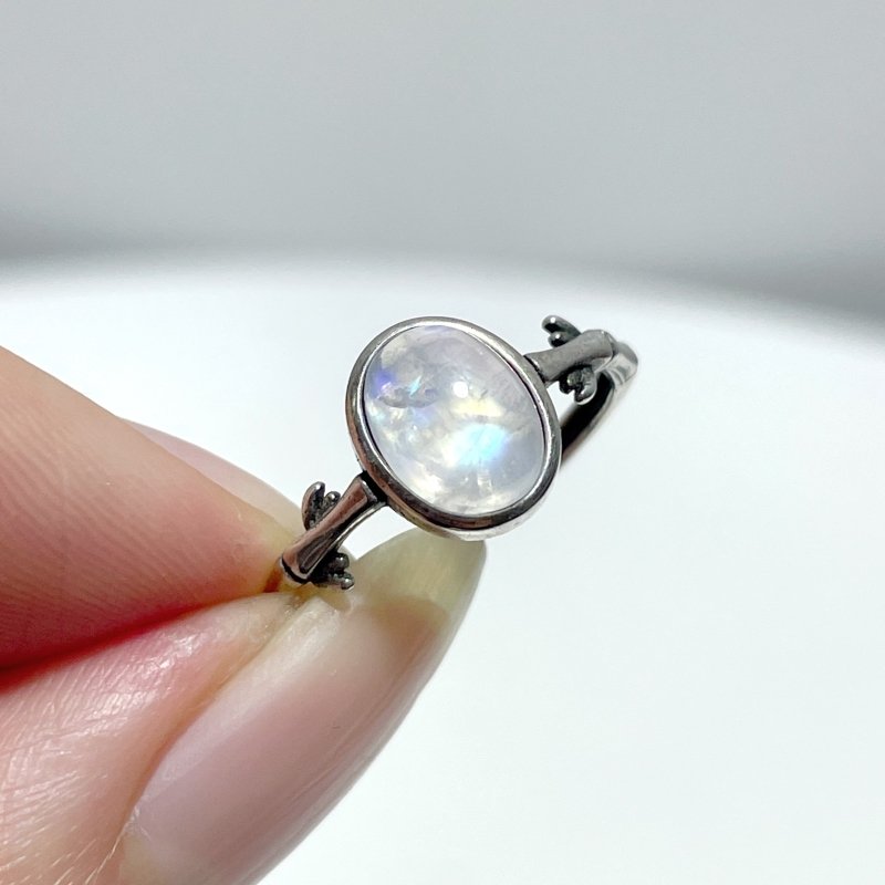 #B2 Silver Rings Wholesale Moonstone Golden Rutile Garnet Black Tourmaline Ring - Wholesale Crystals