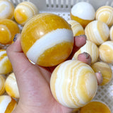 49 Pieces Stripe Yellow Calcite Spheres (Sea Freight Only)