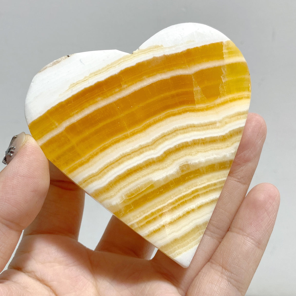 Stripe Yellow Calcite Heart Wholesale
