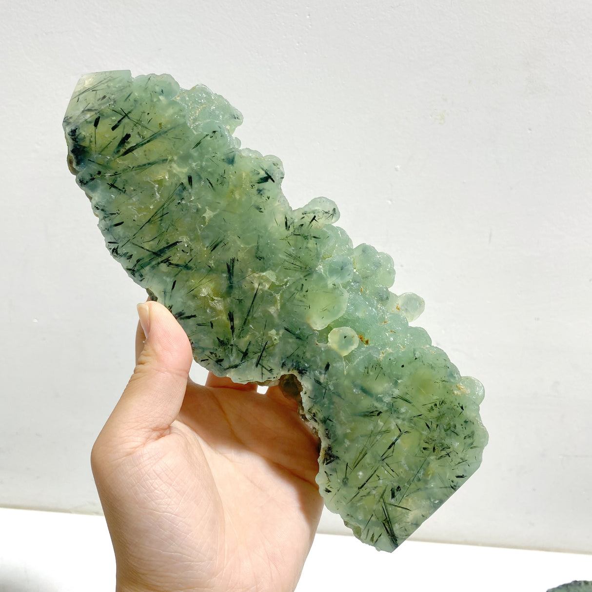 5 Pieces Large Natural Prehnite Tower Raw Side
